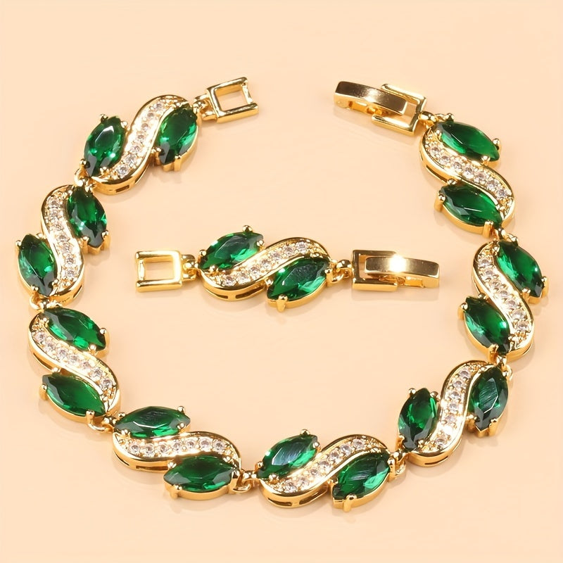 Women's Copper Bracelet with Cubic Zirconia Chain for Weddings and Parties