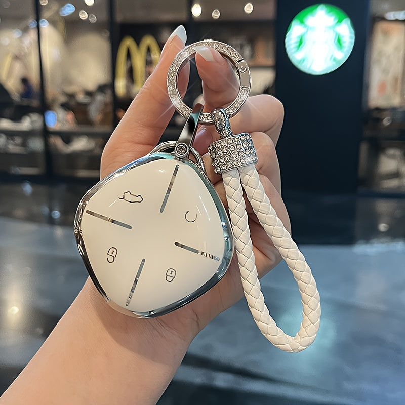 Universal TPU Car Key Case Cover for DTC 2022-2023 Black Woven Keychain