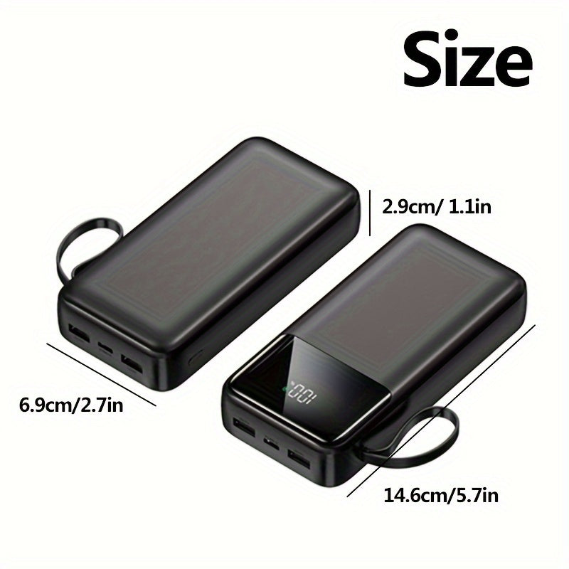 Banco de energía de 20000mAh con carga rápida, pantalla LED, doble salida, cargador de emergencia portátil