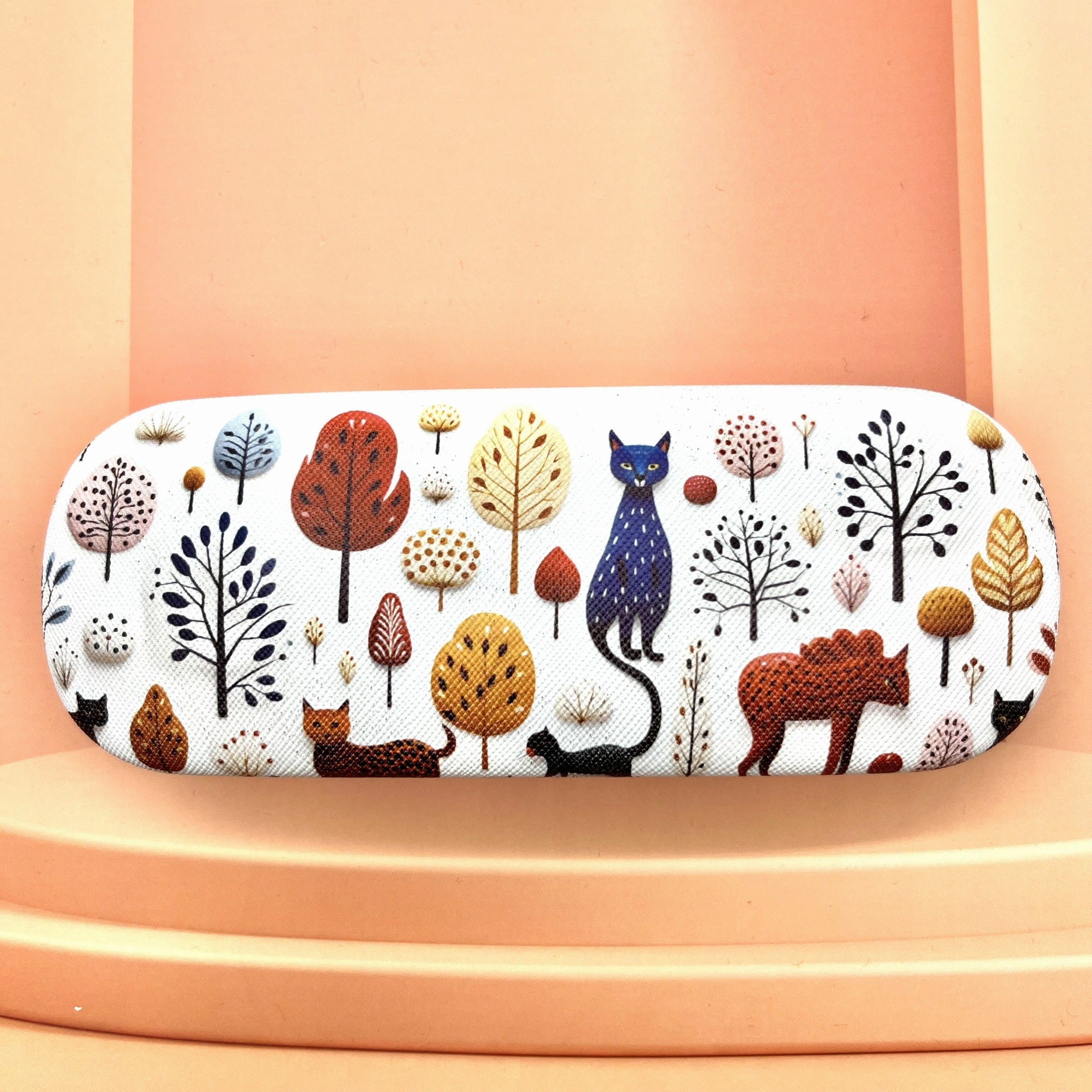 Estuche para gafas con estampado animal, duradero y elegante para mujeres, organizador portátil de almacenamiento