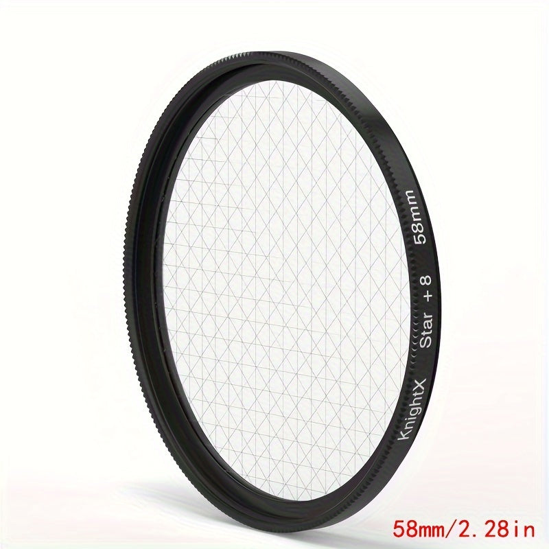 KnightX Optik Shisha Yulduz Ta'siri Linza Filtri 1X, 4X, 6X va 8X da, Canon, Sony va Nikon DSLR Kameralariga mos keladi, 49mm, 52mm, 55mm, 58mm, 67mm va 77mm o'lchamlarida. Suvga chidamli emas.