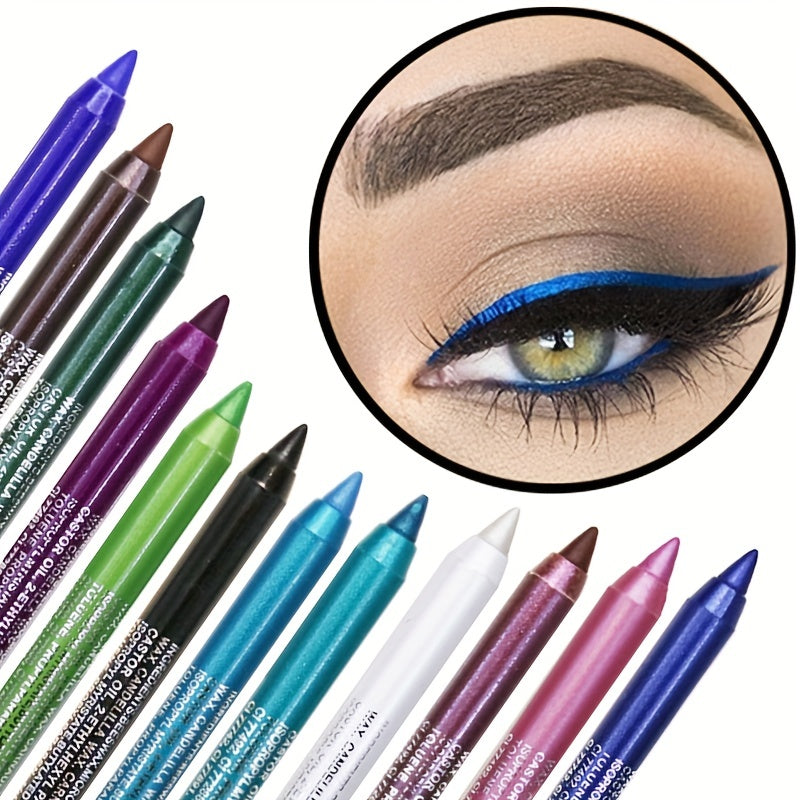 Women Colorful Eyeliner Pen 14 Colors Waterproof Glitter Metallic Shimmer