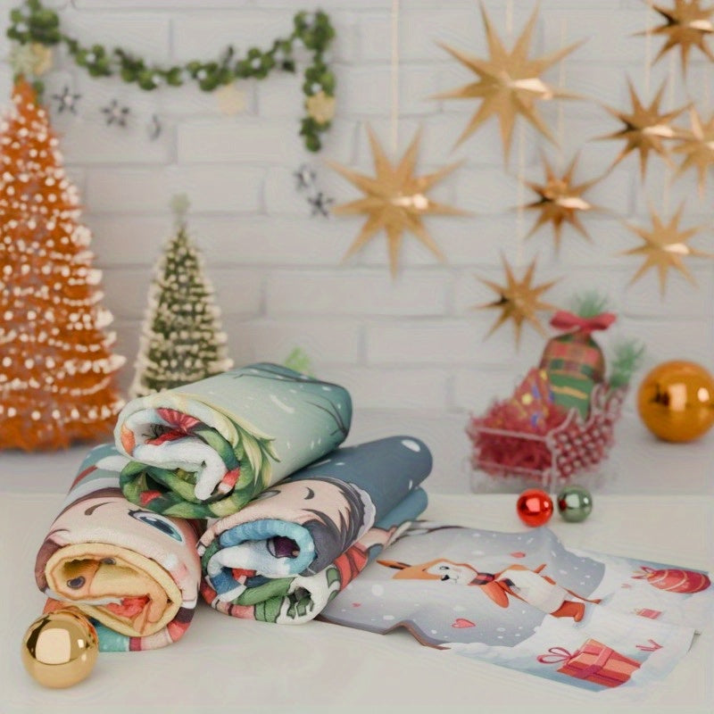 Set of Four Christmas Deer Napkins, Warm Winter Reindeer Elk Holiday, 45.72x66.04 cm