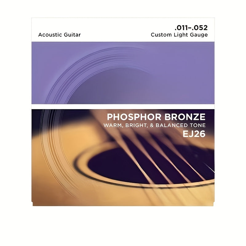Phosphor Bronze Guitar Strings Yellow Custom Light 11-52 for Acoustic Guitars