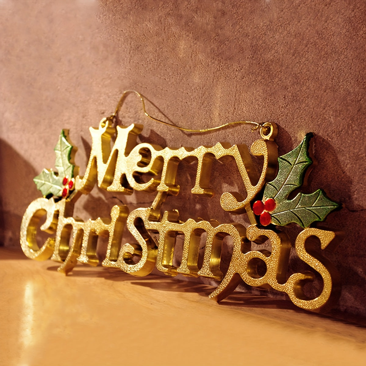 Christmas Hanging Sign Gold Silver Letter Decoration Plastic Holiday Ornament