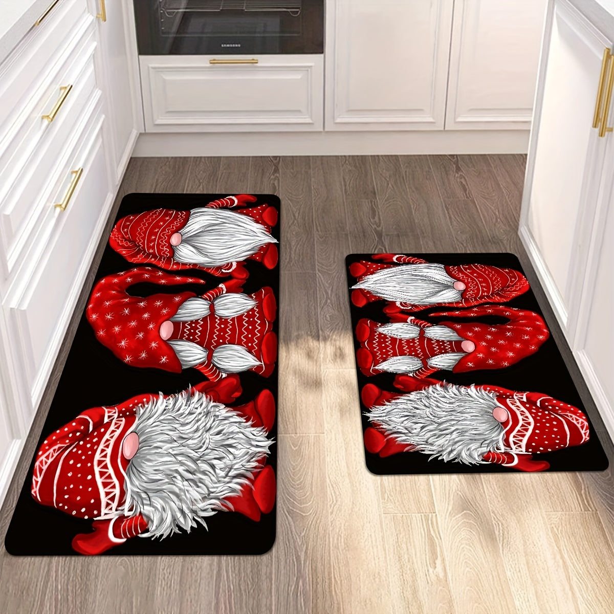 Christmas Gnome Kitchen Runner Rug Non-Slip Waterproof Stain Resistant