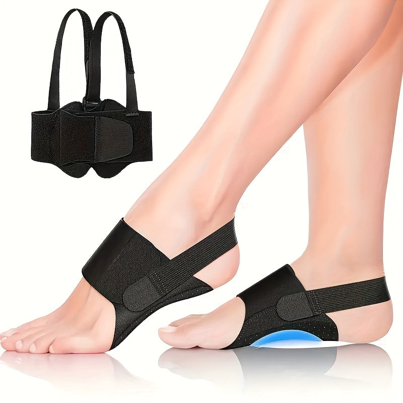 Black Arch Support Sleeves 2pcs Flat Feet Foot Cushions Adjustable Straps