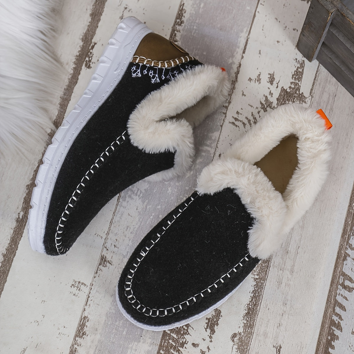 Women's Fleece-Lined Slip-On Casual Shoes Dark Blue Indoor Outdoor