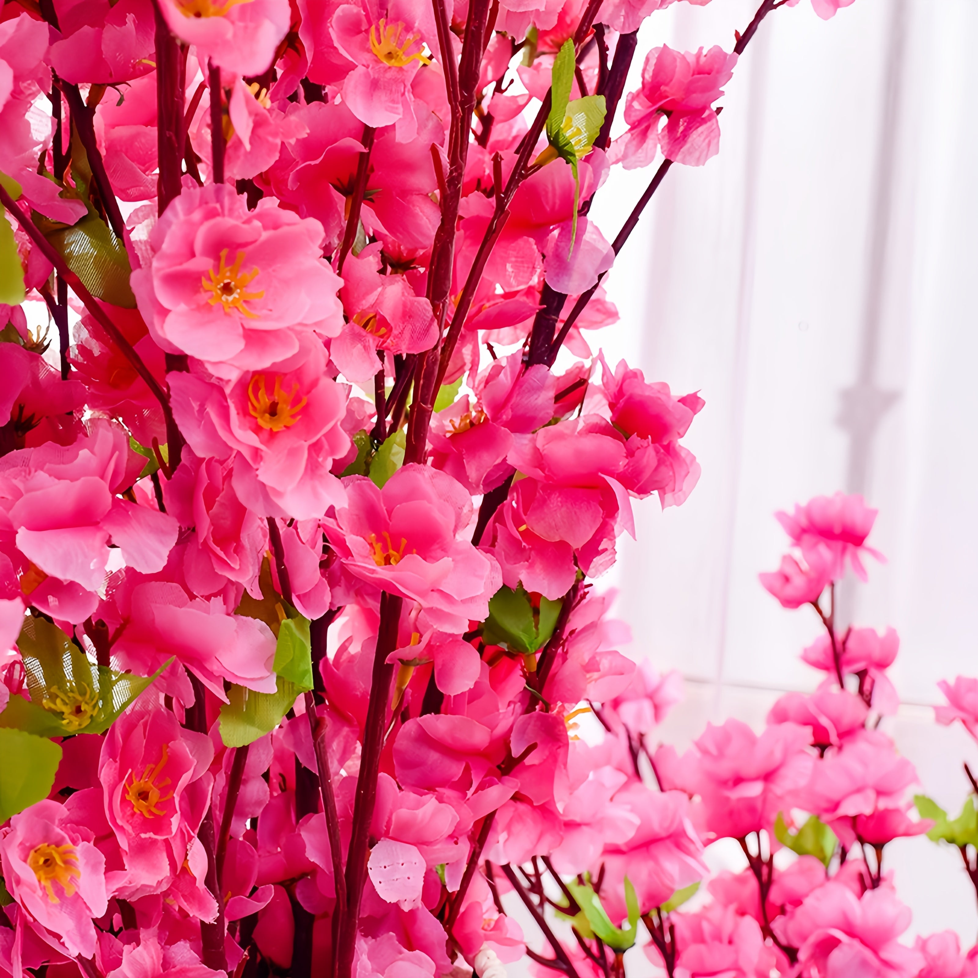 20 Bundles Artificial Peach Red Cherry Blossom Flowers for Wedding Decor Outdoor Gardens Courtyards Hotels
