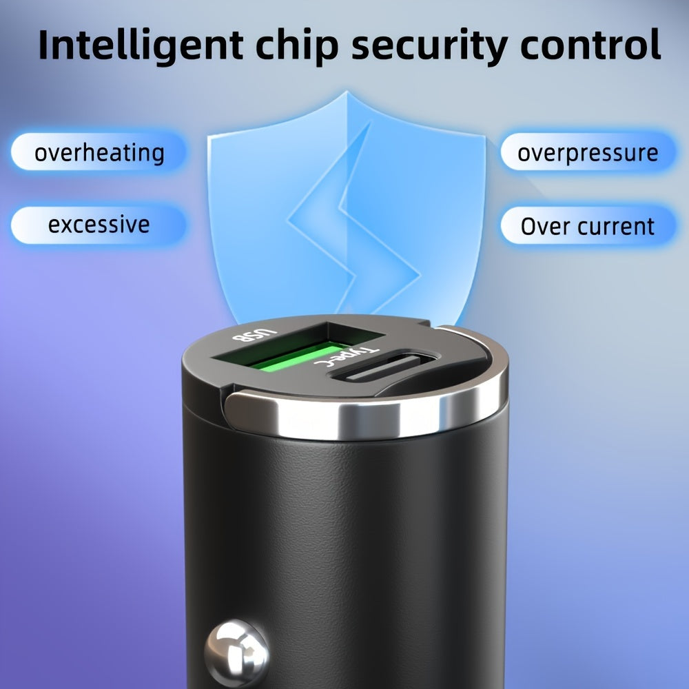 Dual Port 100W Fast Charging Car Charger Alloy Mini Design with Pull Ring