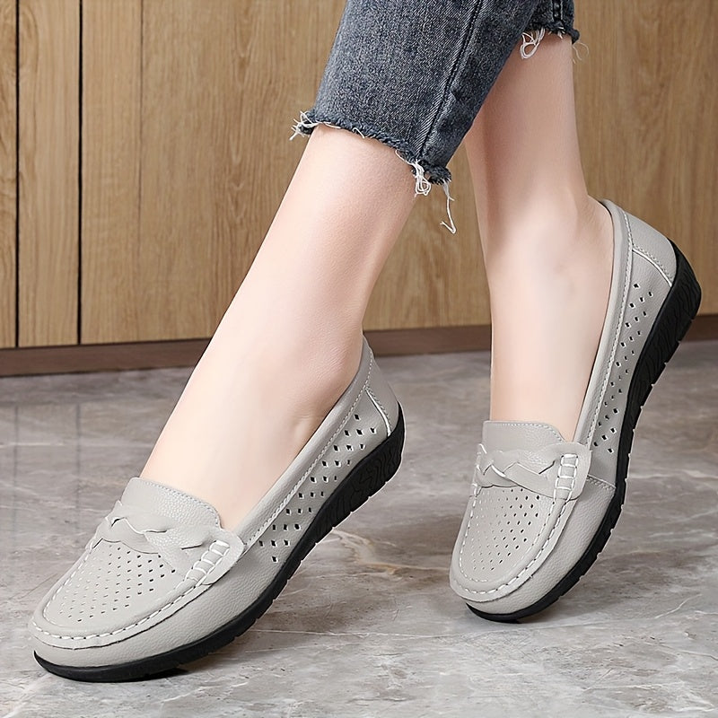 Ayollar uchun nafas oluvchi sintetik slip-on kundalik sport poyabzali, past top yozgi poyabzal