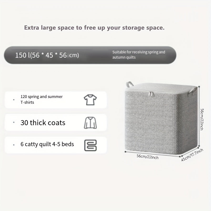 HAOYIZHUO tomonidan qulay tutqichli katta saqlash qutisi - kiyimlar, ko'rpa va boshqalar uchun mukammal! Zamonaviy aralash rangli to'qilmagan matodan tayyorlangan.