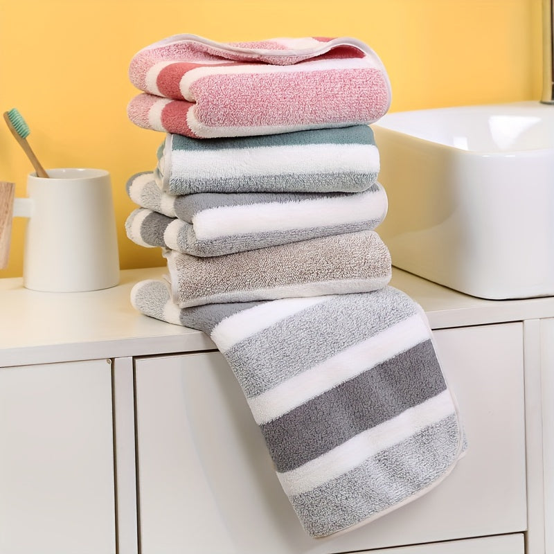 8-Piece Striped Microfiber Towel Set Bath Hand Washcloths Quick-Drying Absorbent