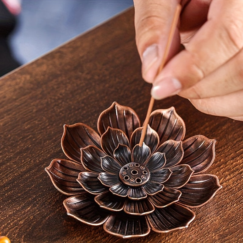 Copper-Colored Incense Burner with Stick Holder for Focus and Calm Home Decor