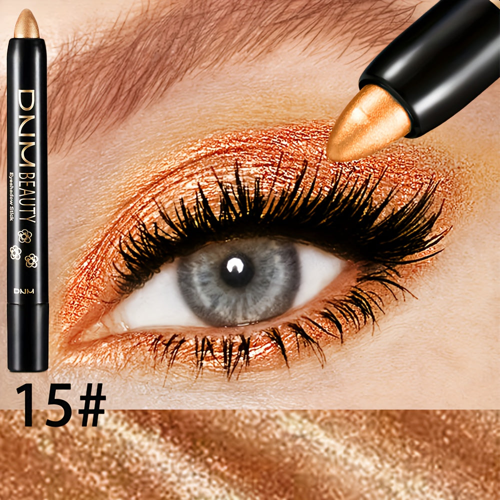 Women 15-Color Eyeshadow Stick Set Waterproof Glitter Shimmer Dual-Ended