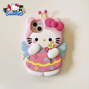 Hello Kitty Cartoon Phone Case for iPhone Silicone Shell with Lanyard