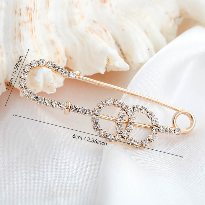 Set of Four Vintage Alloy Safety Pin Brooches for Women Irregular Shaped Fashion Accessories