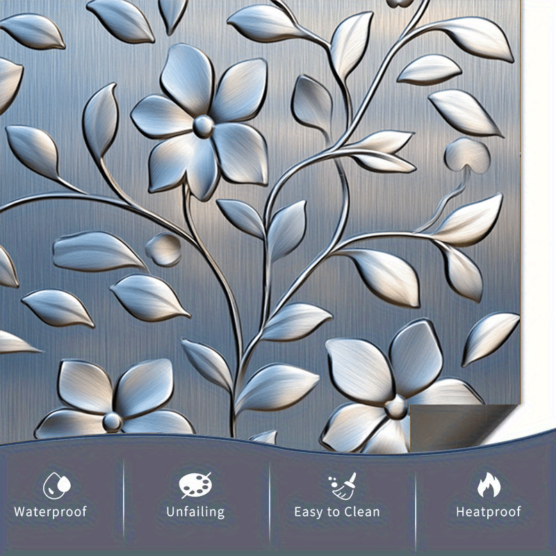 Edelki gullari PVC idish-tovoq eshigi magnit stiker, suv o'tkazmaydigan, iz qoldirmaydigan, 58.5x65cm