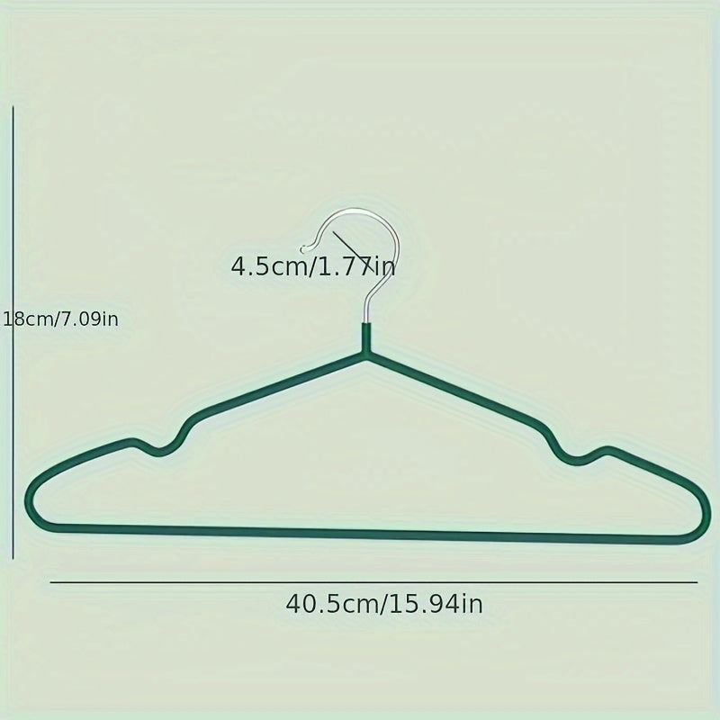 Set of 10 Metal Clothes Hangers Non-Slip Plastic Coated Sturdy Adult Hangers for Air Drying and Organization