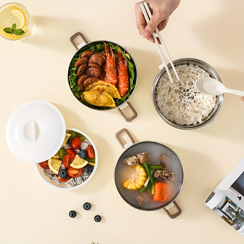 Juego de fiambrera de acero inoxidable con bolsa isotérmica y cubiertos para escuela camping