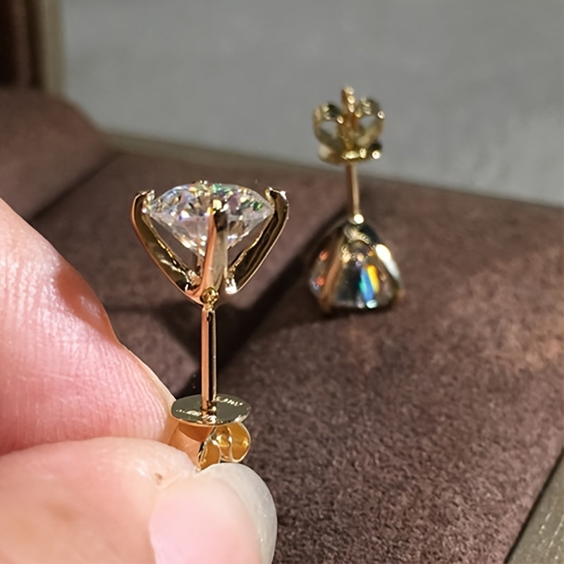 Sterling Silver Zirconia Earrings for Women Hypoallergenic Gold and Silver Tones