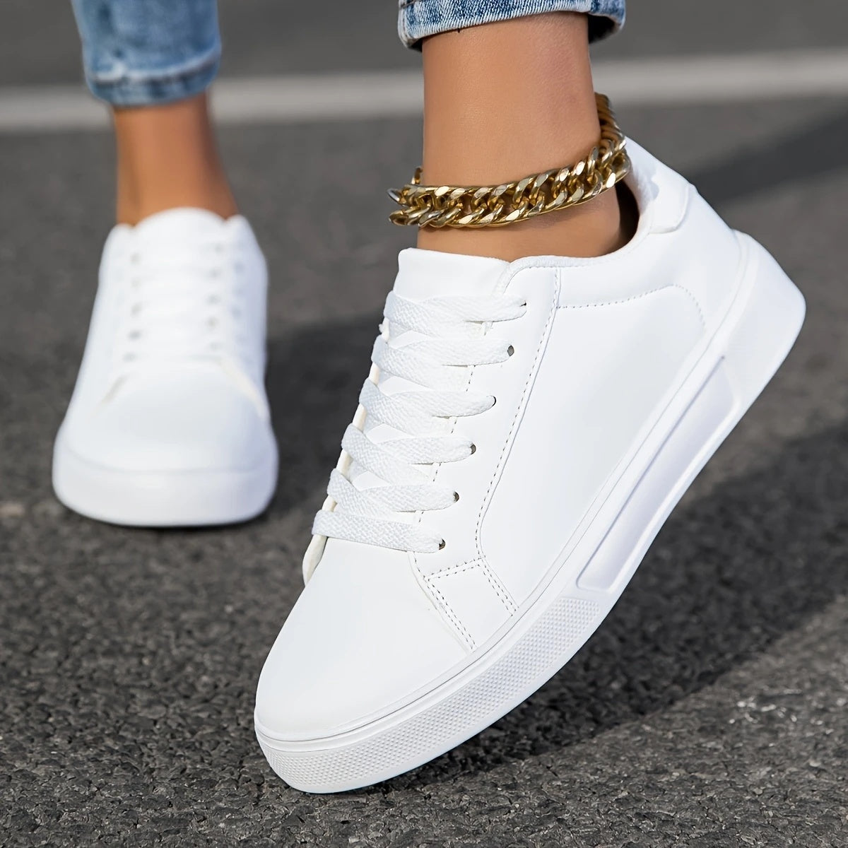 Zapatillas deportivas casuales para mujeres y niñas, antideslizantes, con cordones, de caña baja