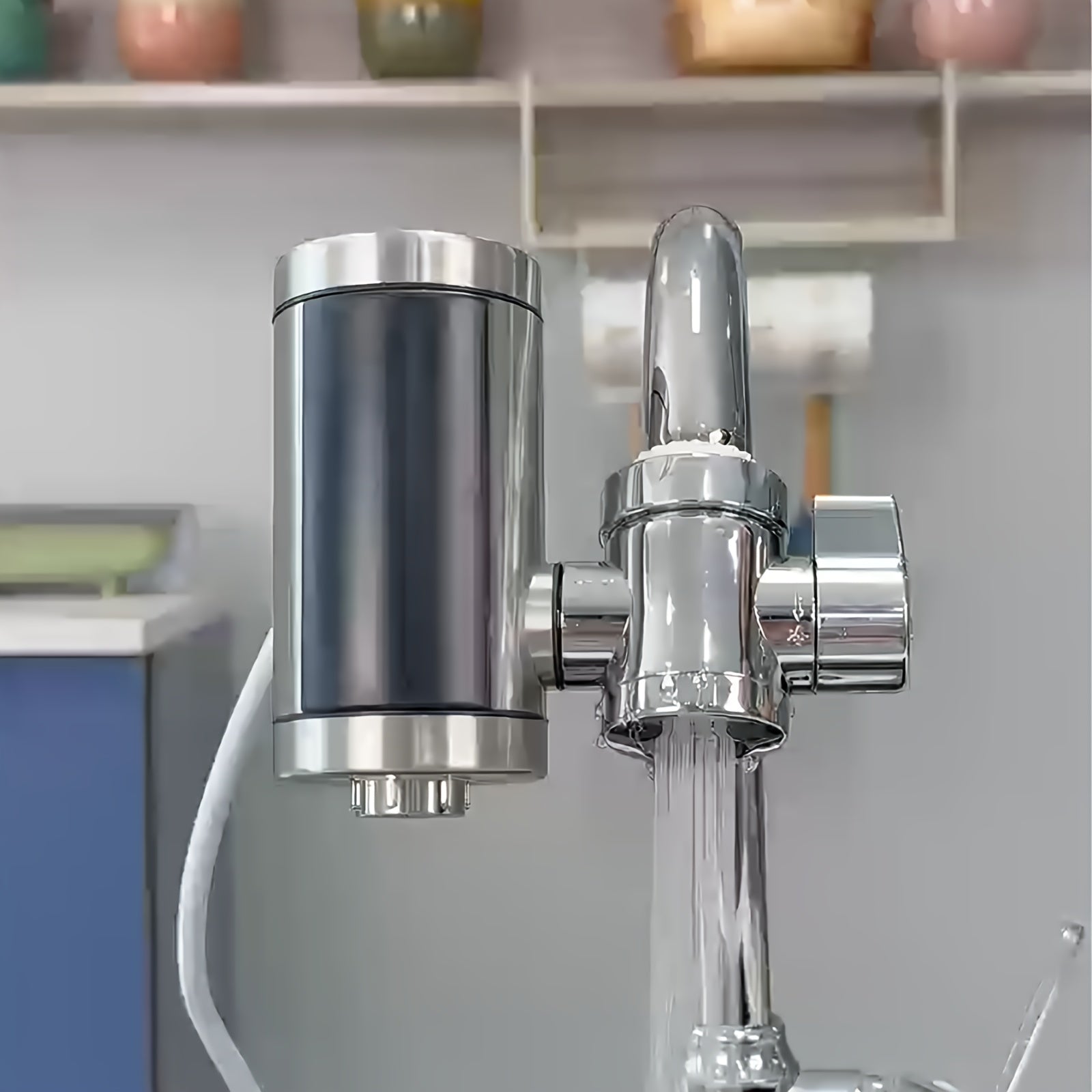 Electric Kitchen Faucet with Hot and Cold Water, 3000W, Metal Finish