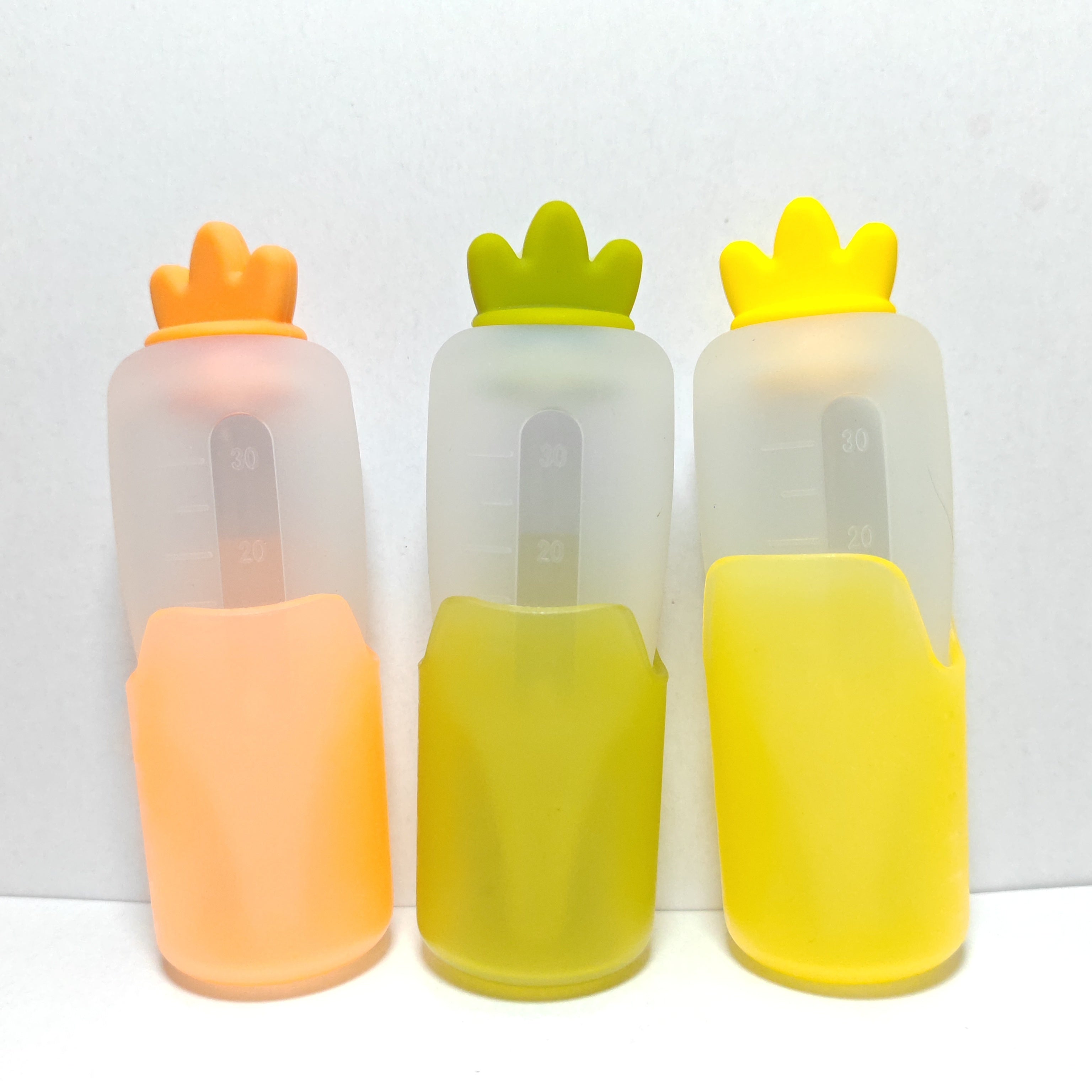 High-Capacity Silicone Liquid Medicine Dispenser for Kids Orange Green Yellow