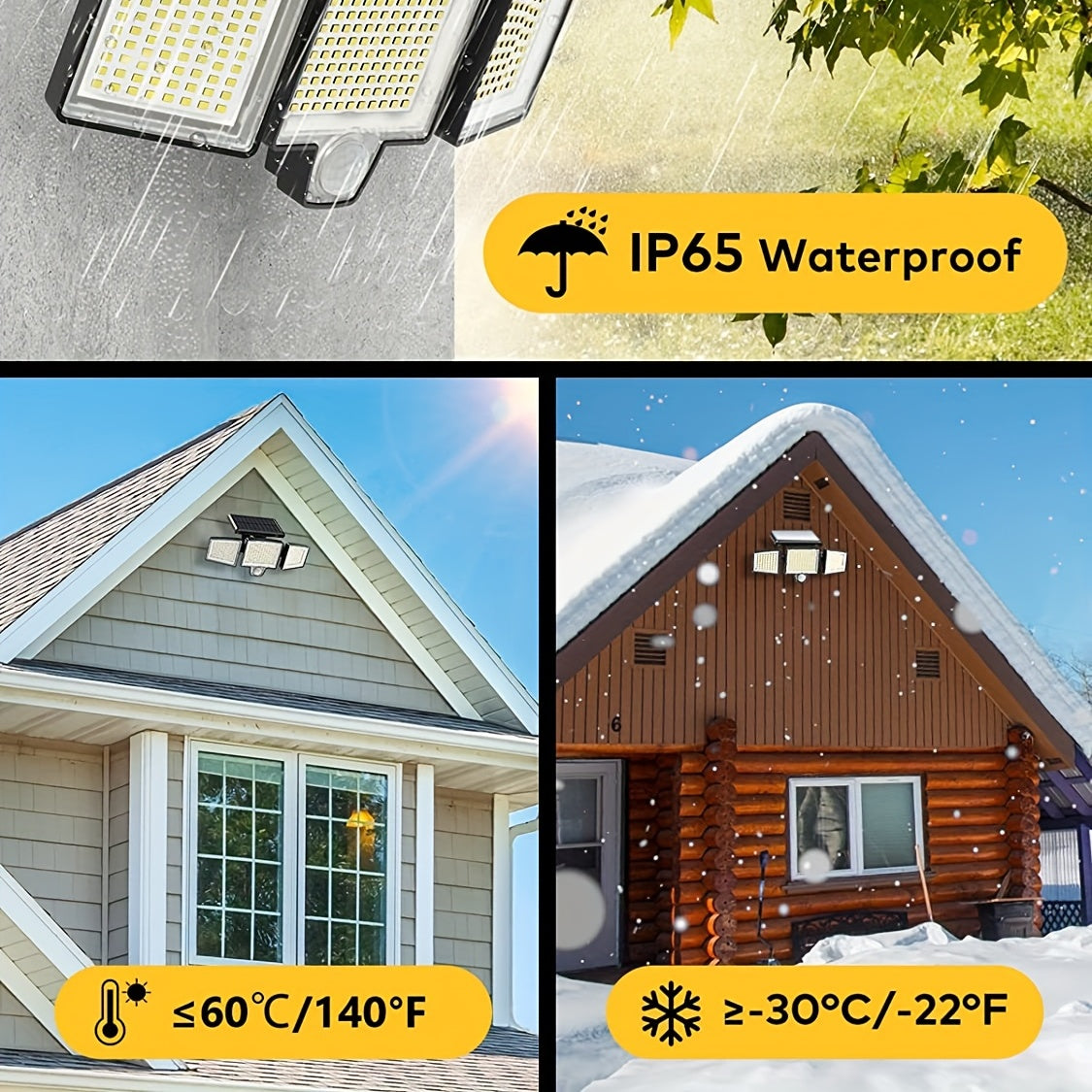 Triple Head Solar Street Light 210 LEDs Motion Sensor Wall Mount Outdoor Garden Courtyard