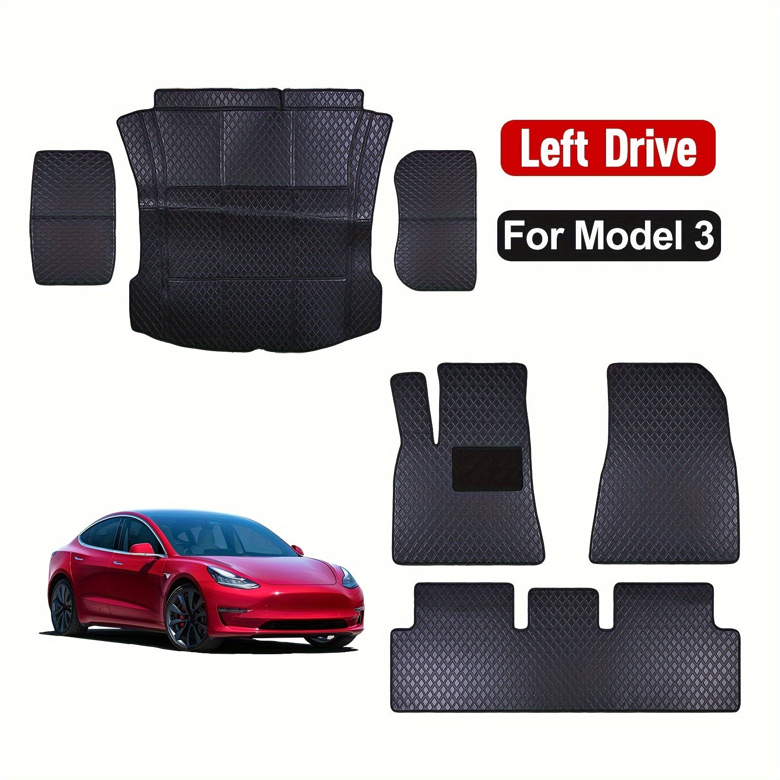 All-Weather PU Leather Floor Mats and Trunk Liners for Tesla Model 3