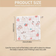 Set of 4 Cotton Baby Towels 23x23cm for Bathing Feeding Wiping and Burping