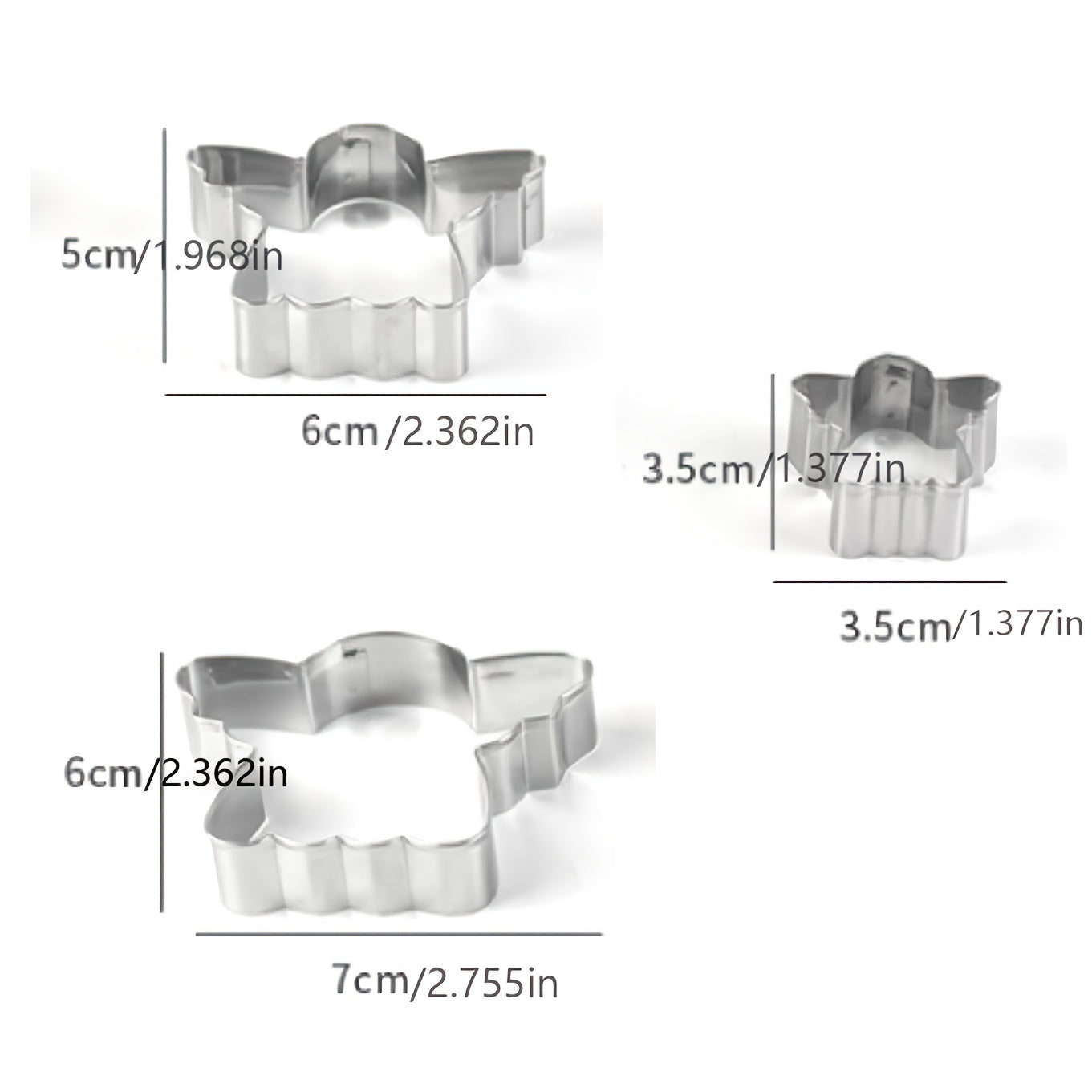 Set of 3 Stainless Steel Biscuit Cutters Angel Cupid Pastry Mold for Cookies and Cakes