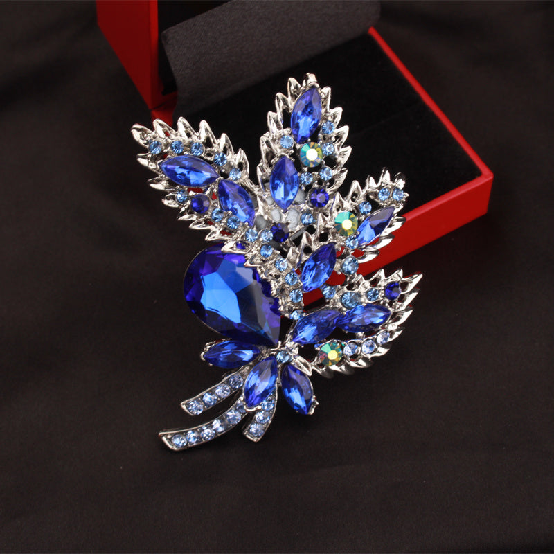 Set of 2 Crystal Enamel Flower Brooches for Fashion Accessories and Gifts