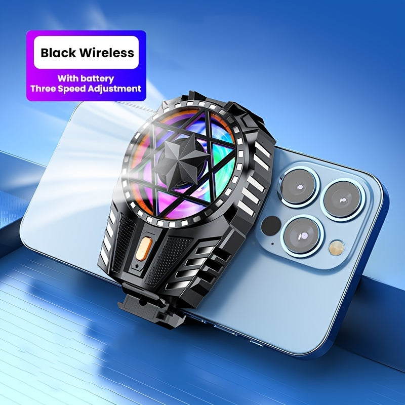 Wireless Rechargeable Phone Cooler with Color Lights for Gaming and Lag Reduction
