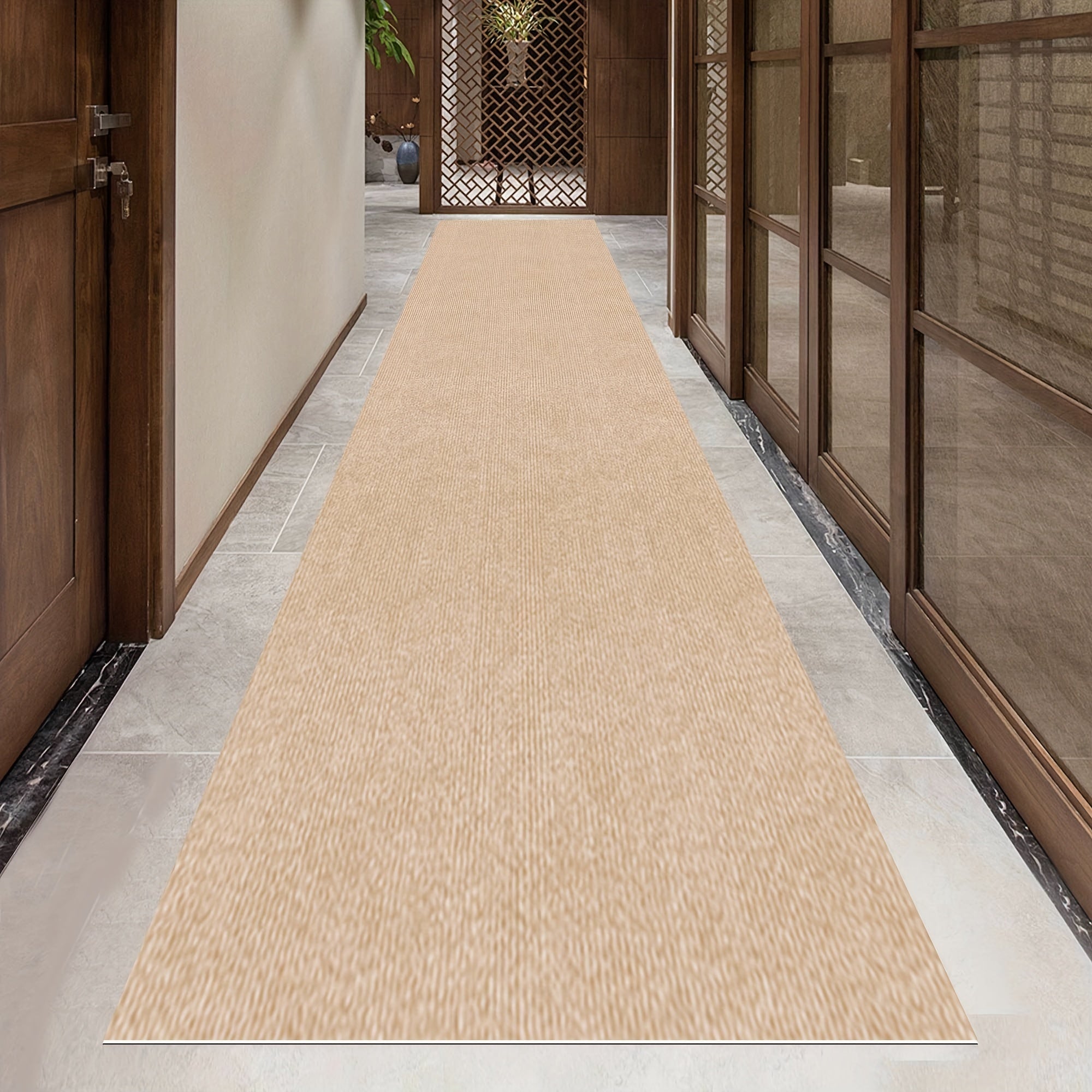 Dark Gray Striped Runner Mat Non-Slip Stain-Resistant Machine Washable