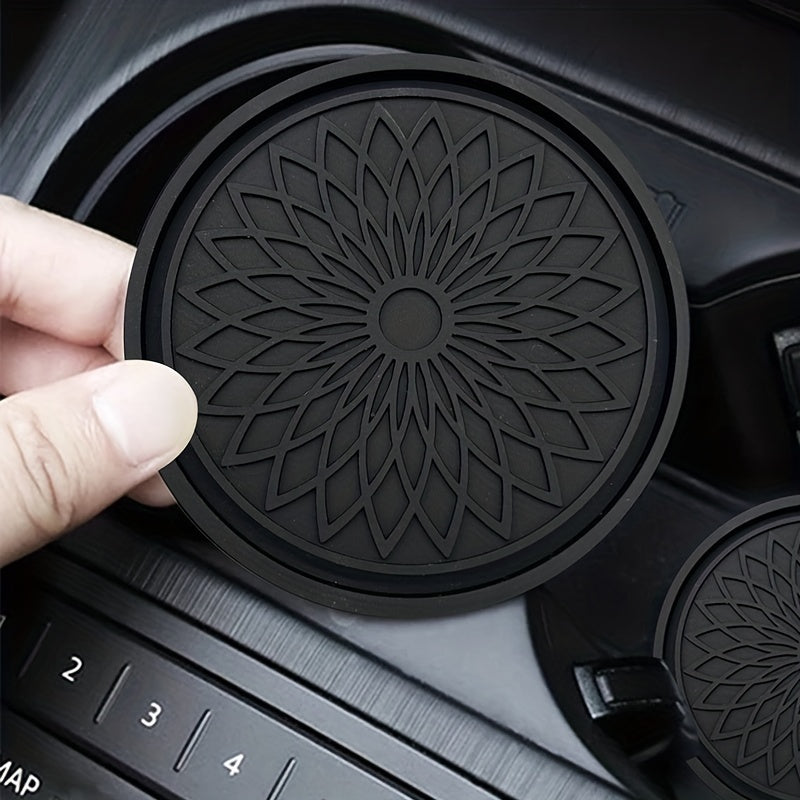 2PCS Car Non-Slip Water Cup Holder Coaster Storage Pad Creative Flower