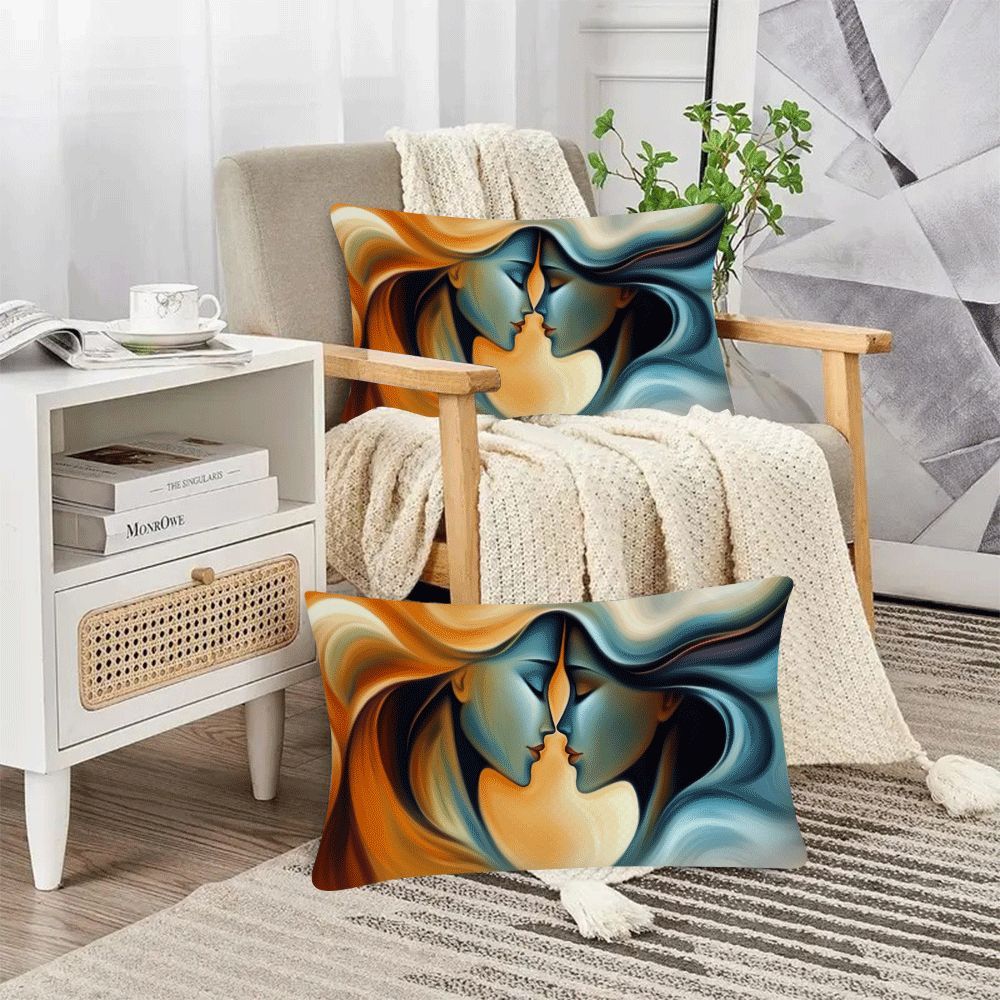 Square Cushion Covers Set of 2 50.8x30.48cm Outdoor Indoor Easy Clean Zip Closure