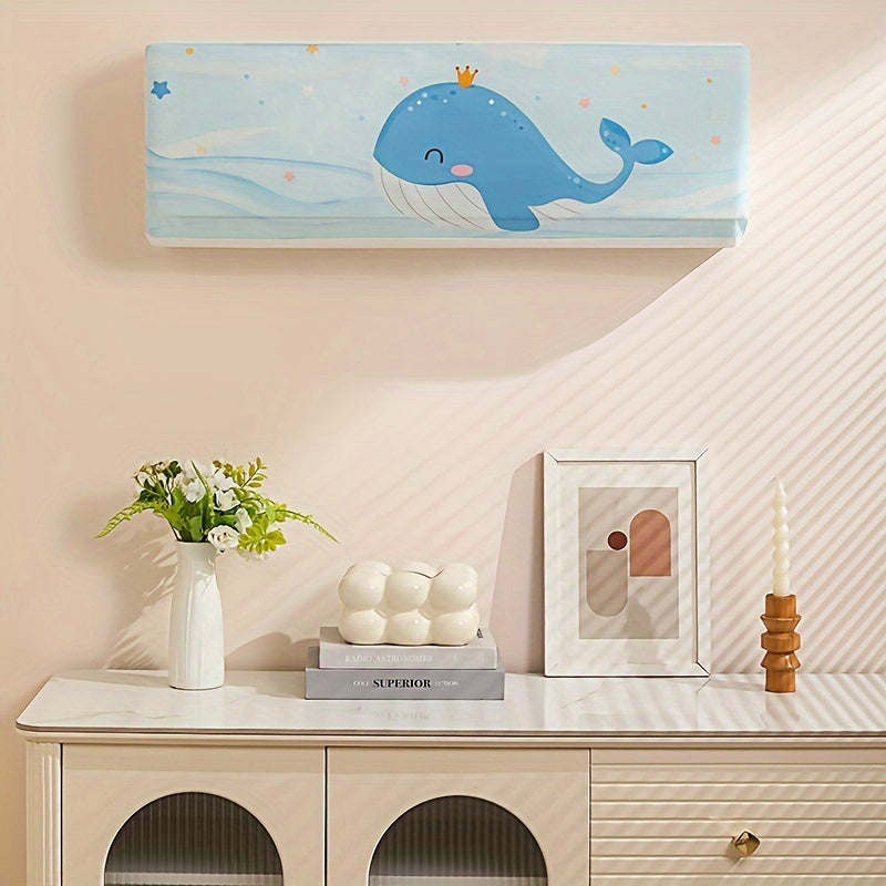 Washable Fabric Dust Cover for Wall-Mounted Air Conditioners with Cartoon Pattern