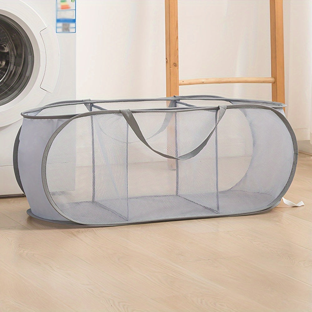 Pop-Up Laundry Hamper with Wide Opening and Side Pocket for Clothes and Toys