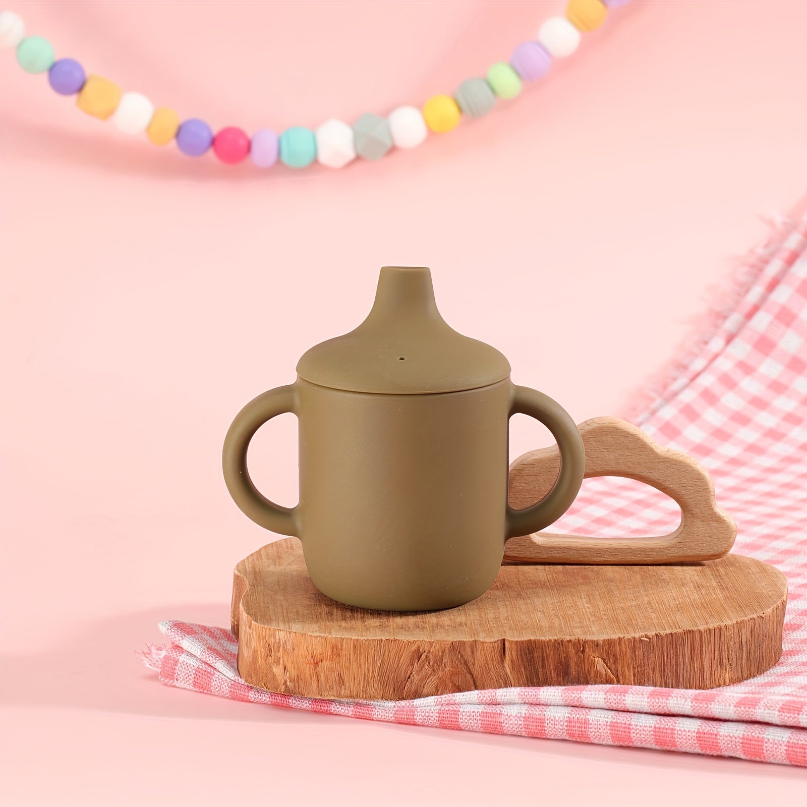 Children's Silicone Drinking Cup Double Handle Baby Food Water Bottle