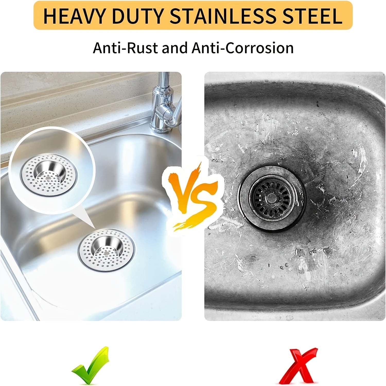 Stainless Steel Sink Strainer Plug for Kitchen and Bathroom Hair Catcher 2.9 Inches