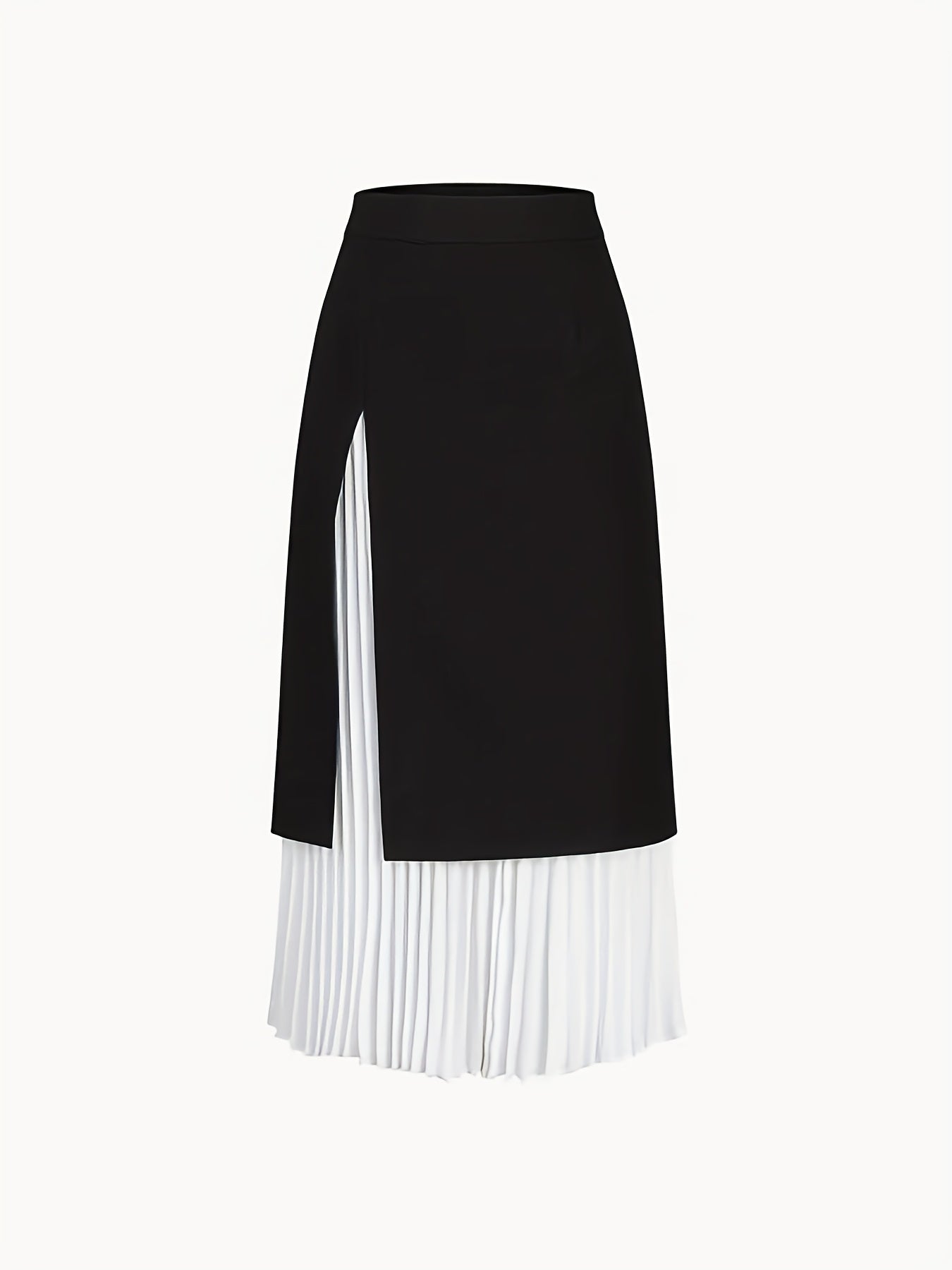 Women's Plus Size Two-Tone Pleated Midi Skirt Elegant Fashion