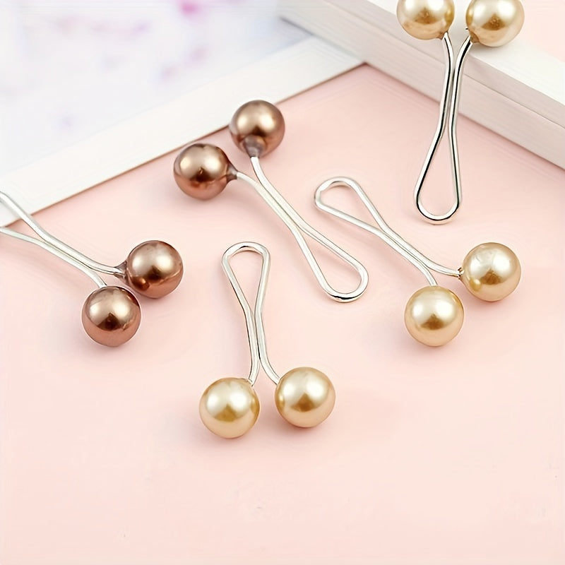 Set of 12 U-Shaped Safety Pins with Faux Pearl Beads for Headscarves Shawls Hijabs
