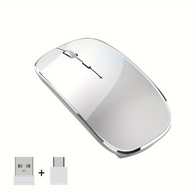 Wireless Mouse Rechargeable Type-C 2.4G Dual Receiver Silent Durable Plastic