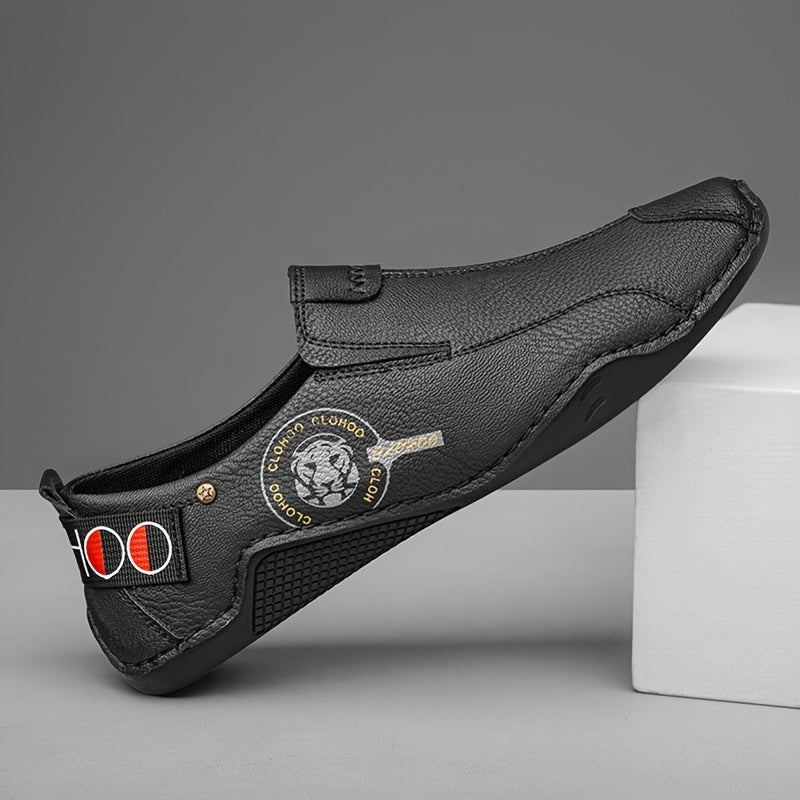 Men's Leather Loafers Slip-On Casual Shoes for Spring Summer Fall Solid Color