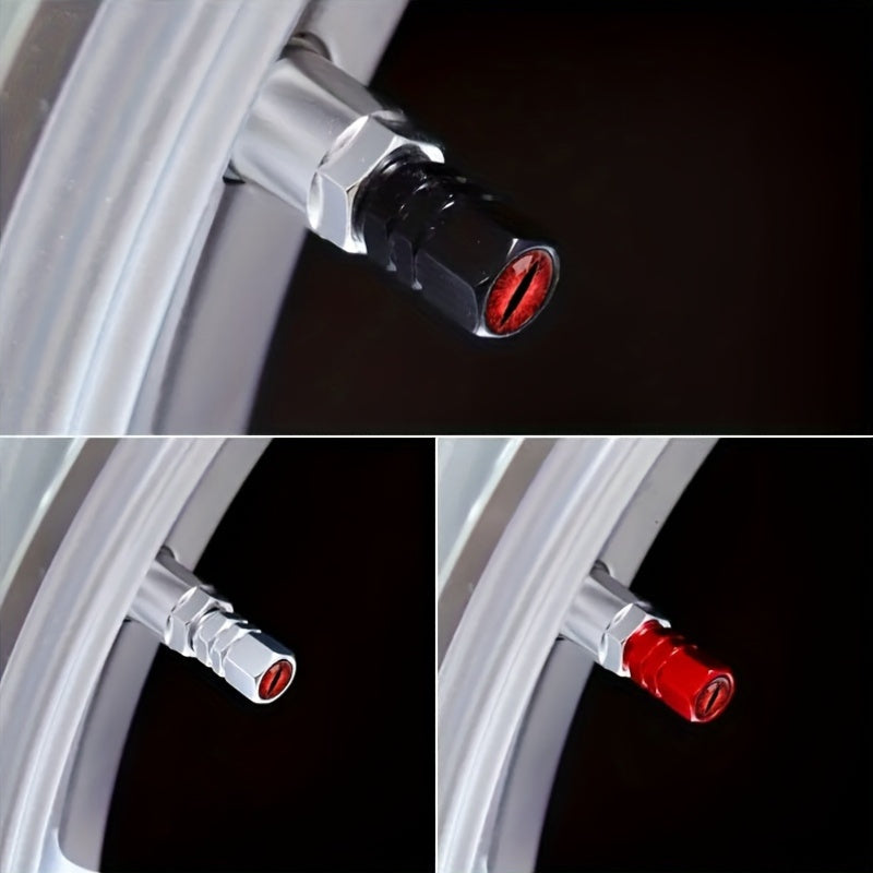 4Pcs Red Aluminum Chrome Tire Valve Cap Covers Universal Auto Motorcycle Truck Bike