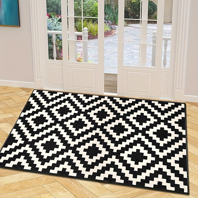 Plaid Doormat Non-Slip Stain-Resistant Entryway Rug with Velvet Backing