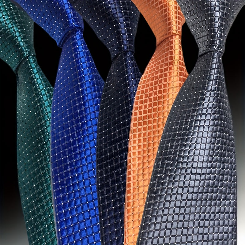 Men's Green Red Black Plaid Tie Formal Business 8cm Wide