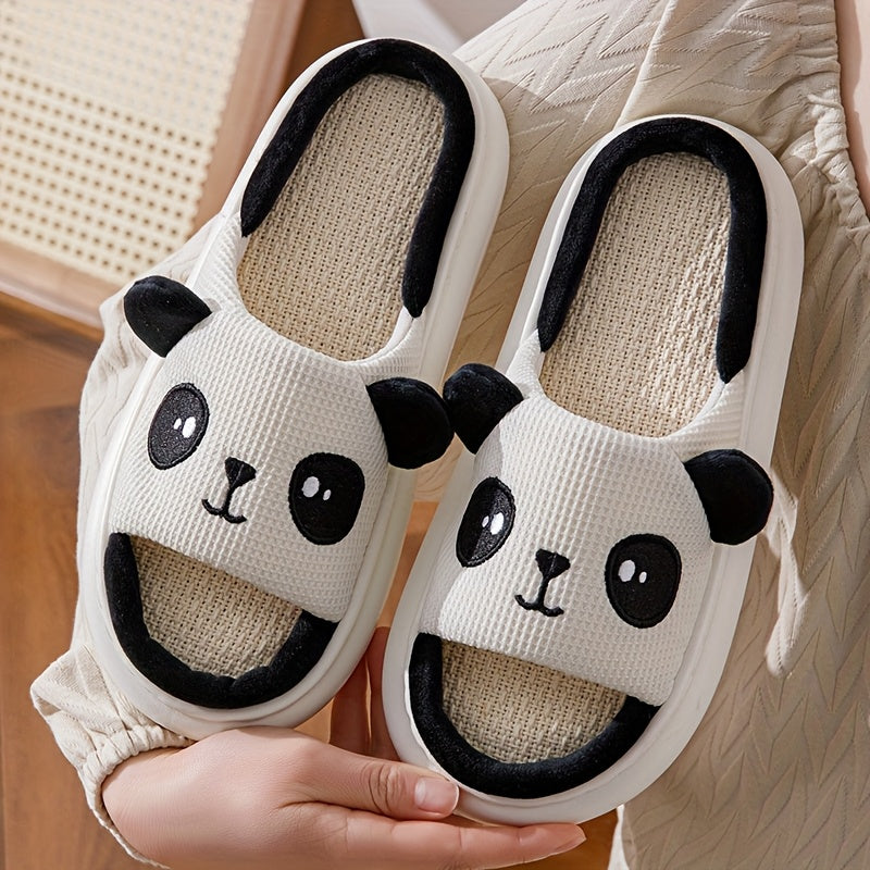 Unisex Linen Slip-On Slippers Soft Breathable Home Shoes All-Season