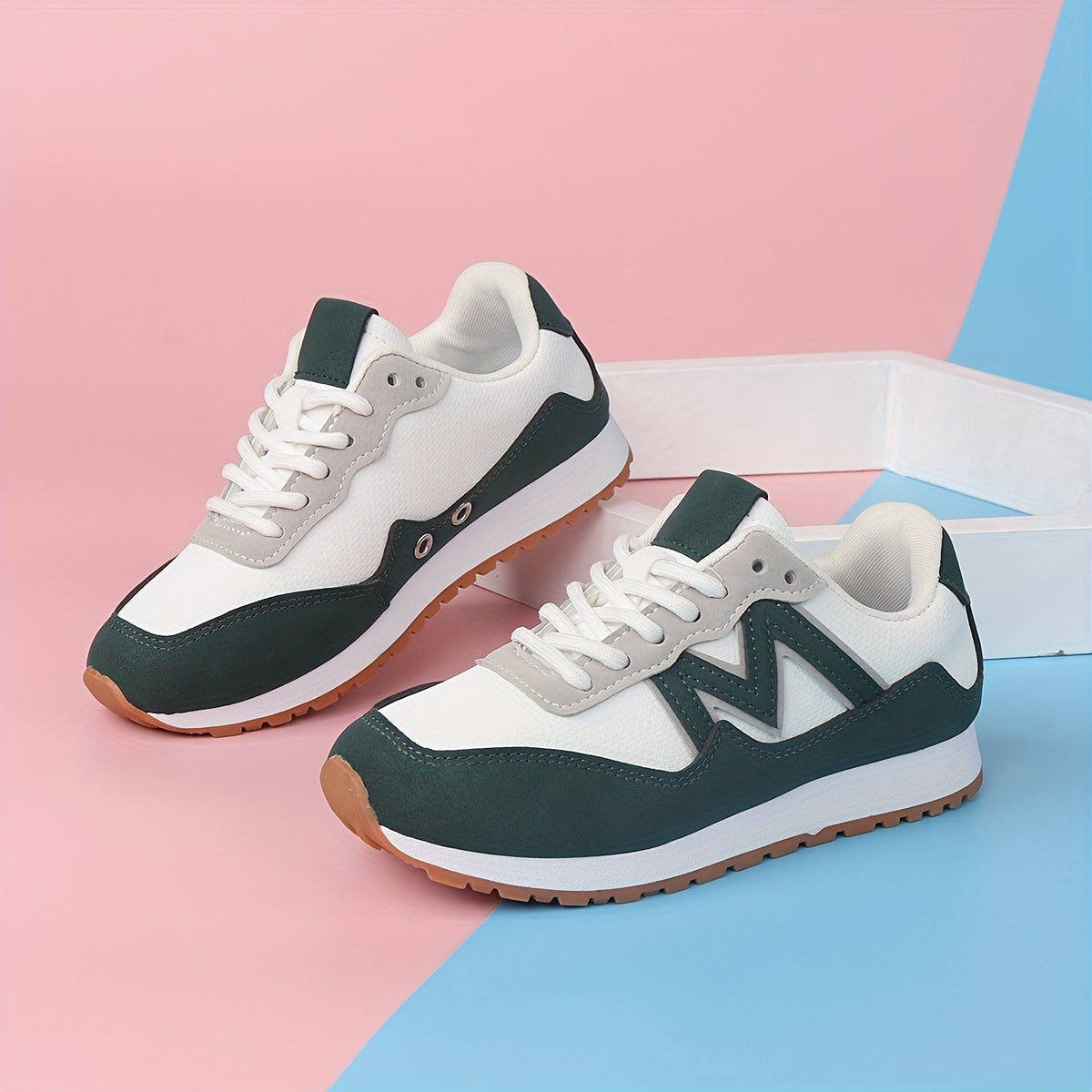 Kids Boys Girls Sneakers Low Top Lace-up Sports Shoes Blue Green Silver PU Lightweight Comfortable